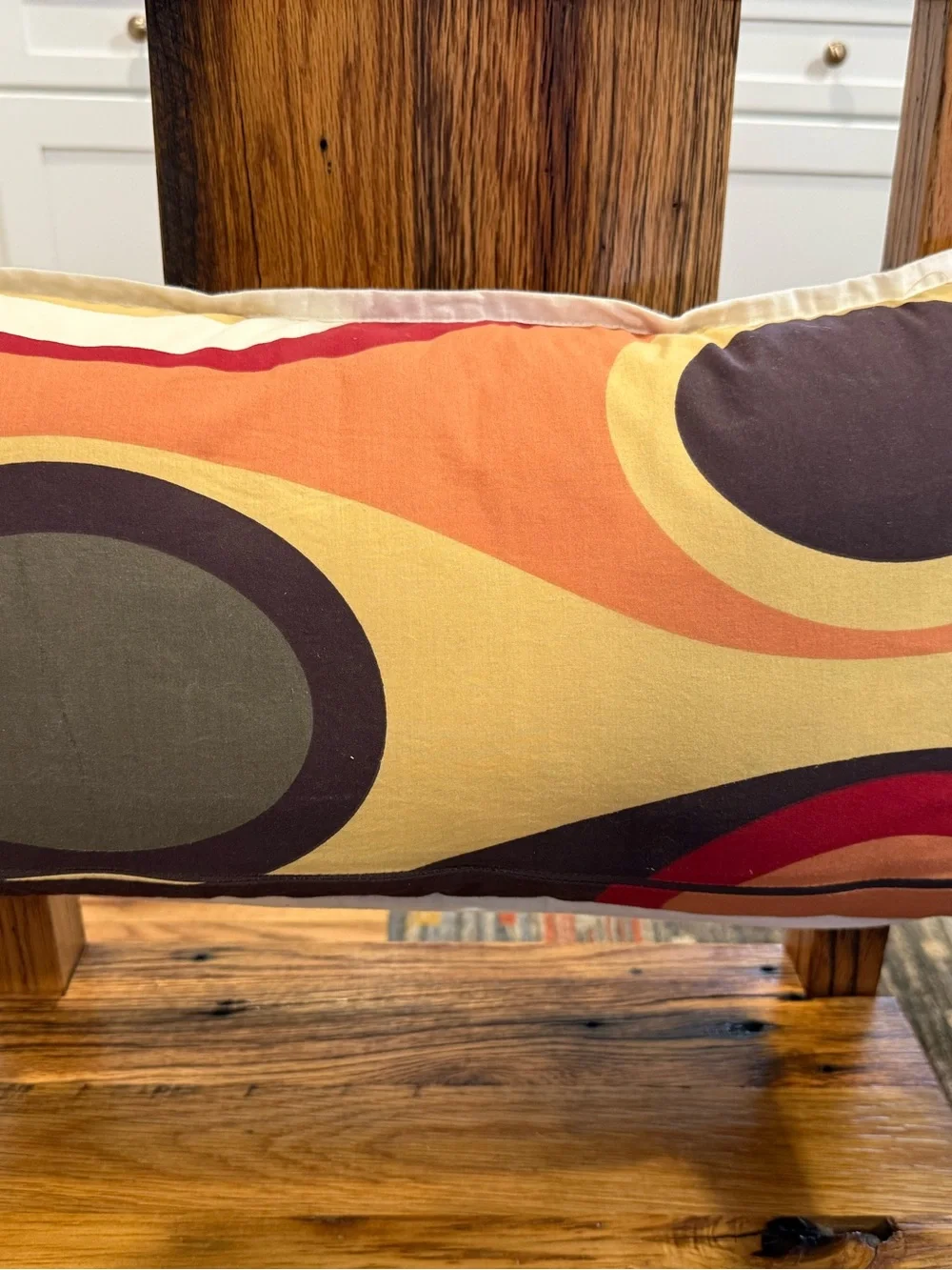 Decorative Throw Pillow with Retro Circle Pattern - Orange, Yellow, Brown